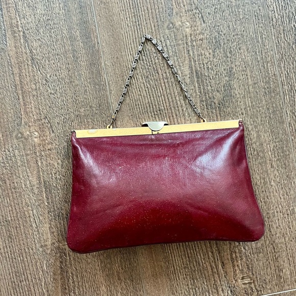 1960s Genuine Leather Maroon purse - Picture 7 of 10